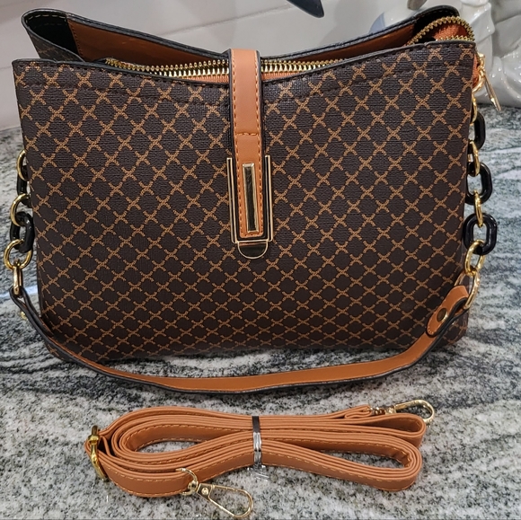 🏖️ NEW Coffee & Cognac Bucket Bag with Crossbody Strap - Picture 12 of 16